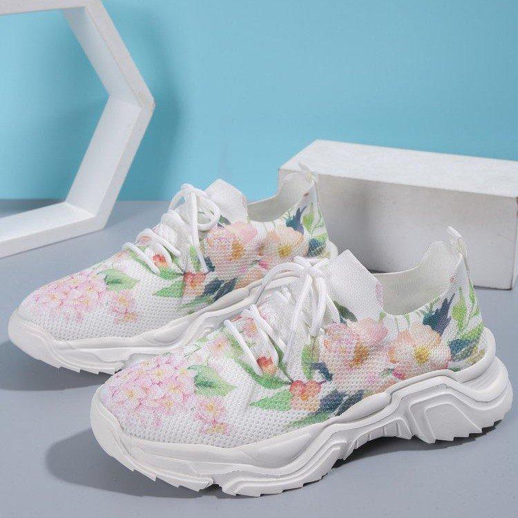 Floral Grapes Print Lace-up Breathable Sports Sneakers