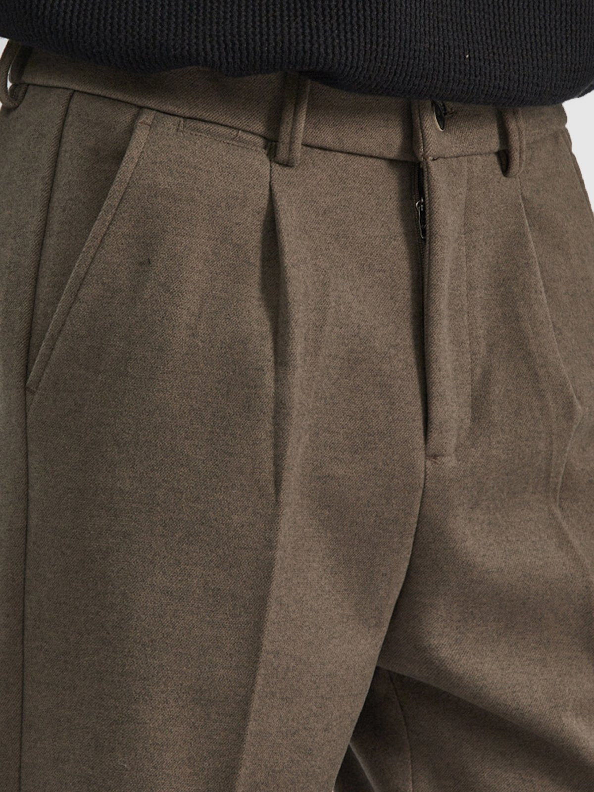 Thick Casual Back Elastic Waist Taper Suit Pants-Zittor