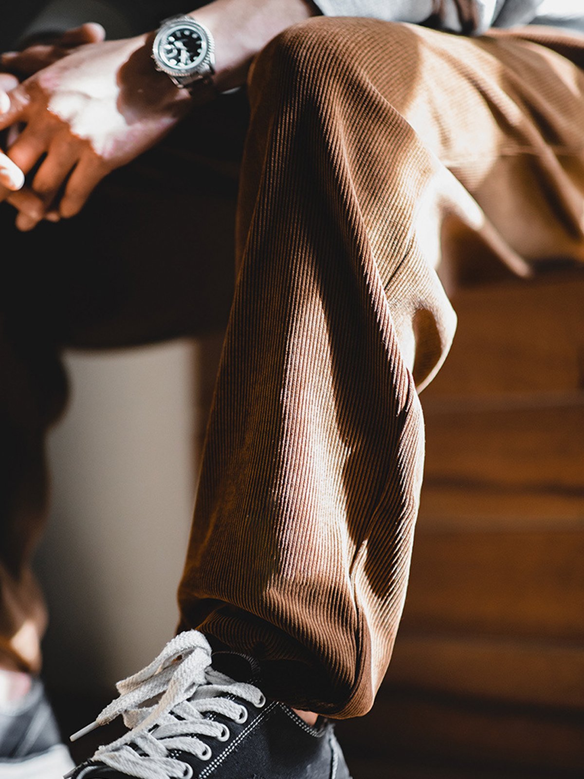 M's Corduroy Drooping Textured Pants-Zittor