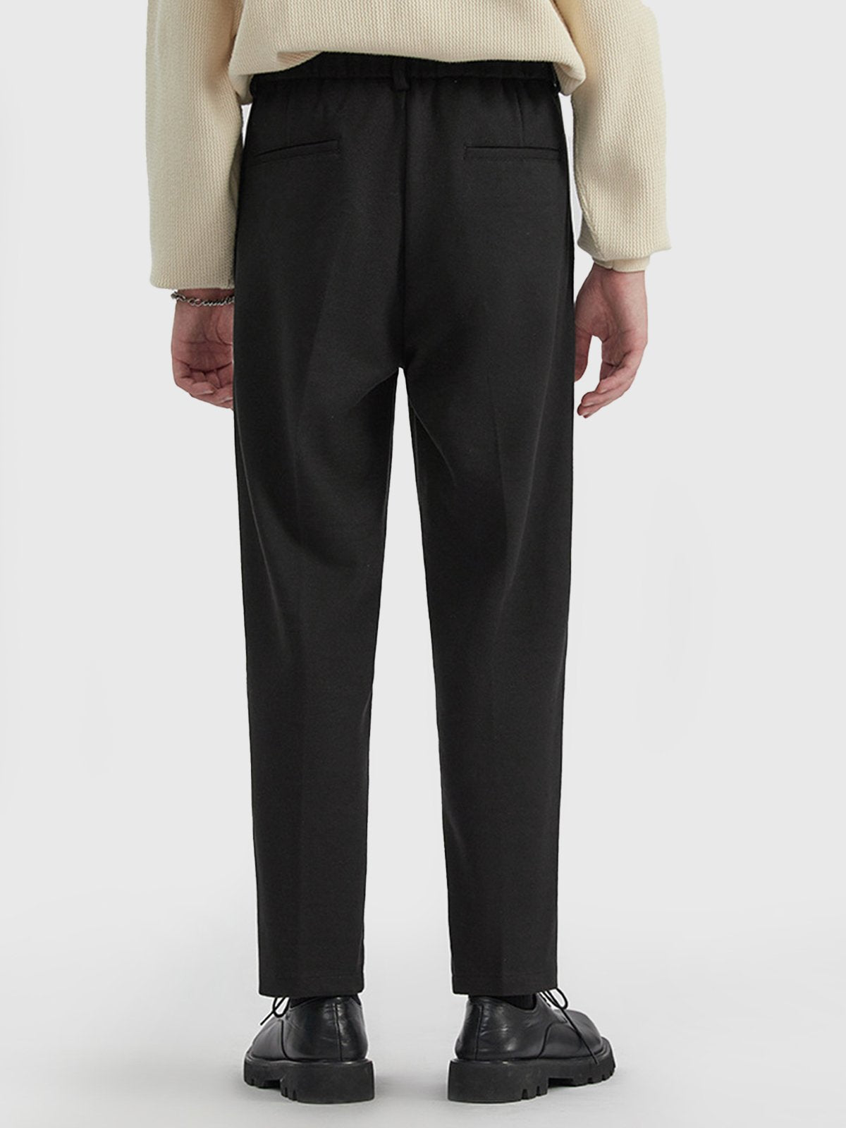Thick Casual Back Elastic Waist Taper Suit Pants-Zittor