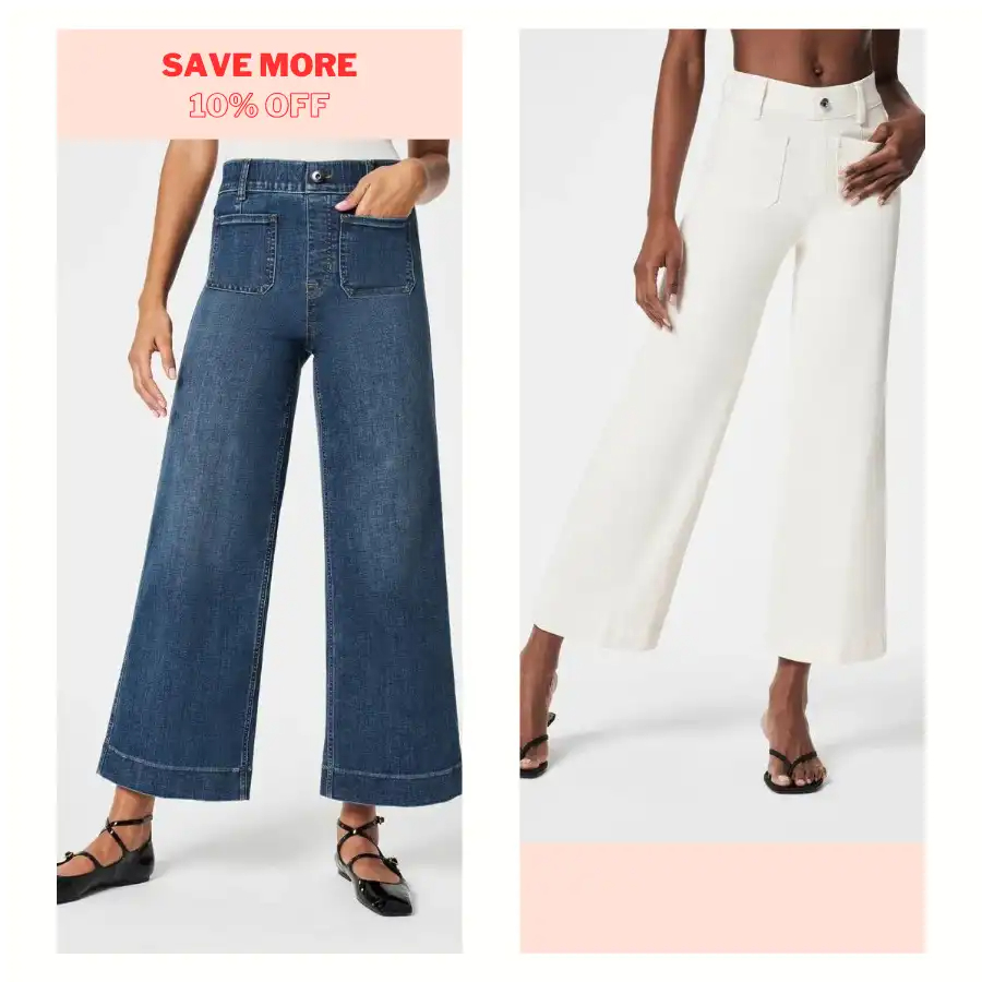 👖Tummy Control Comfortable Stretch Cropped Wide-Leg Jeans ⭐