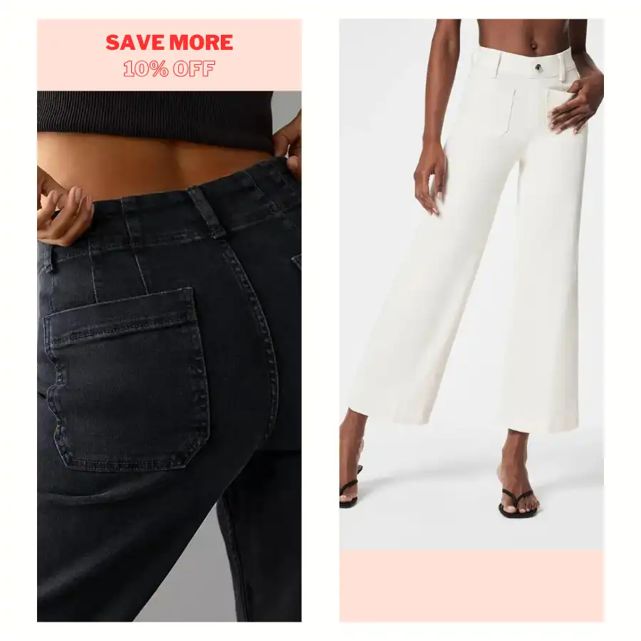 👖Tummy Control Comfortable Stretch Cropped Wide-Leg Jeans ⭐