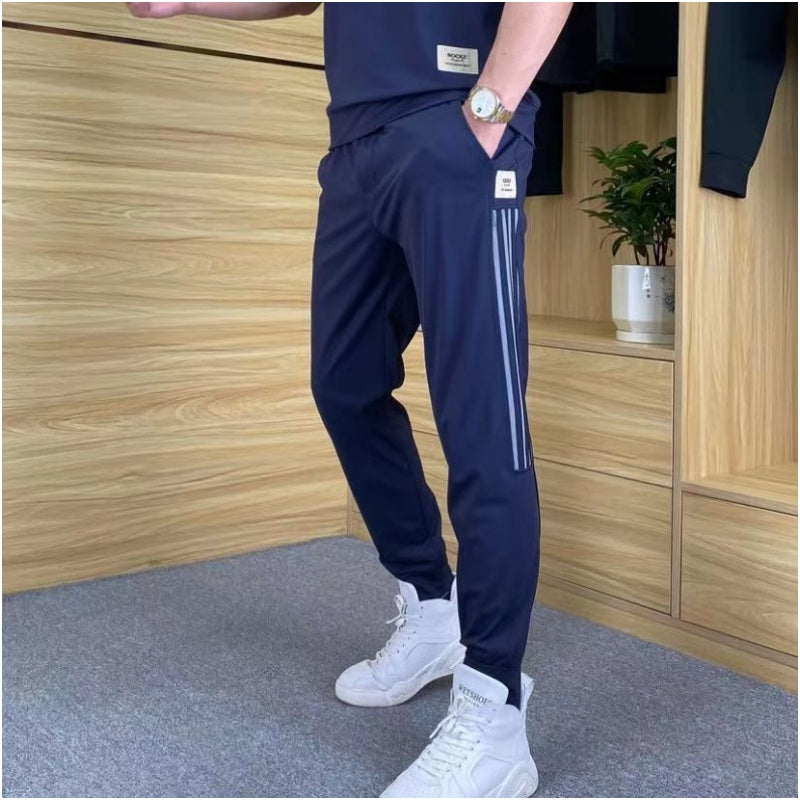 🎉🛍️50% OFF-Men's High Stretch Short Sleeve Top & Jogging Pants 2-Piece Set