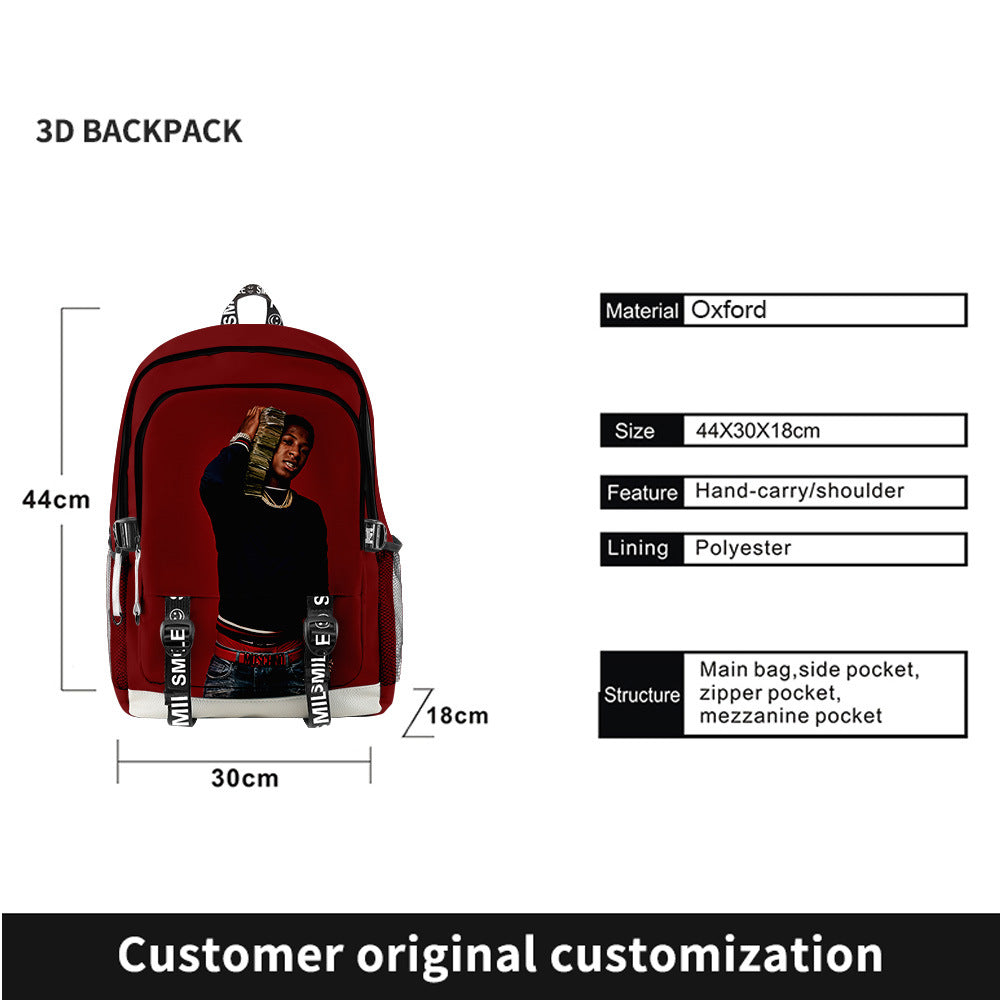 Nba Youngboy 3D Backpack Men & Women Fashion Outdoor Bag