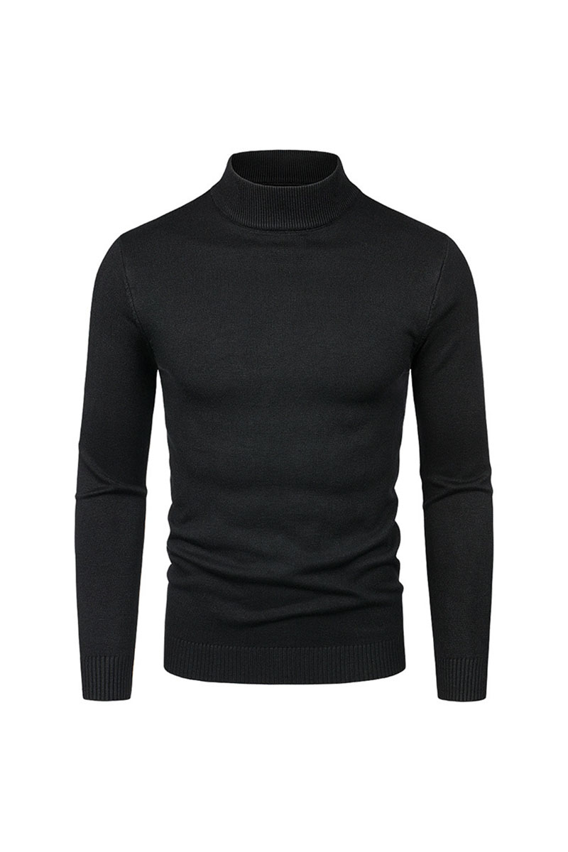 Mock Neck Long Sleeve Plain Knit Casual Sweater
