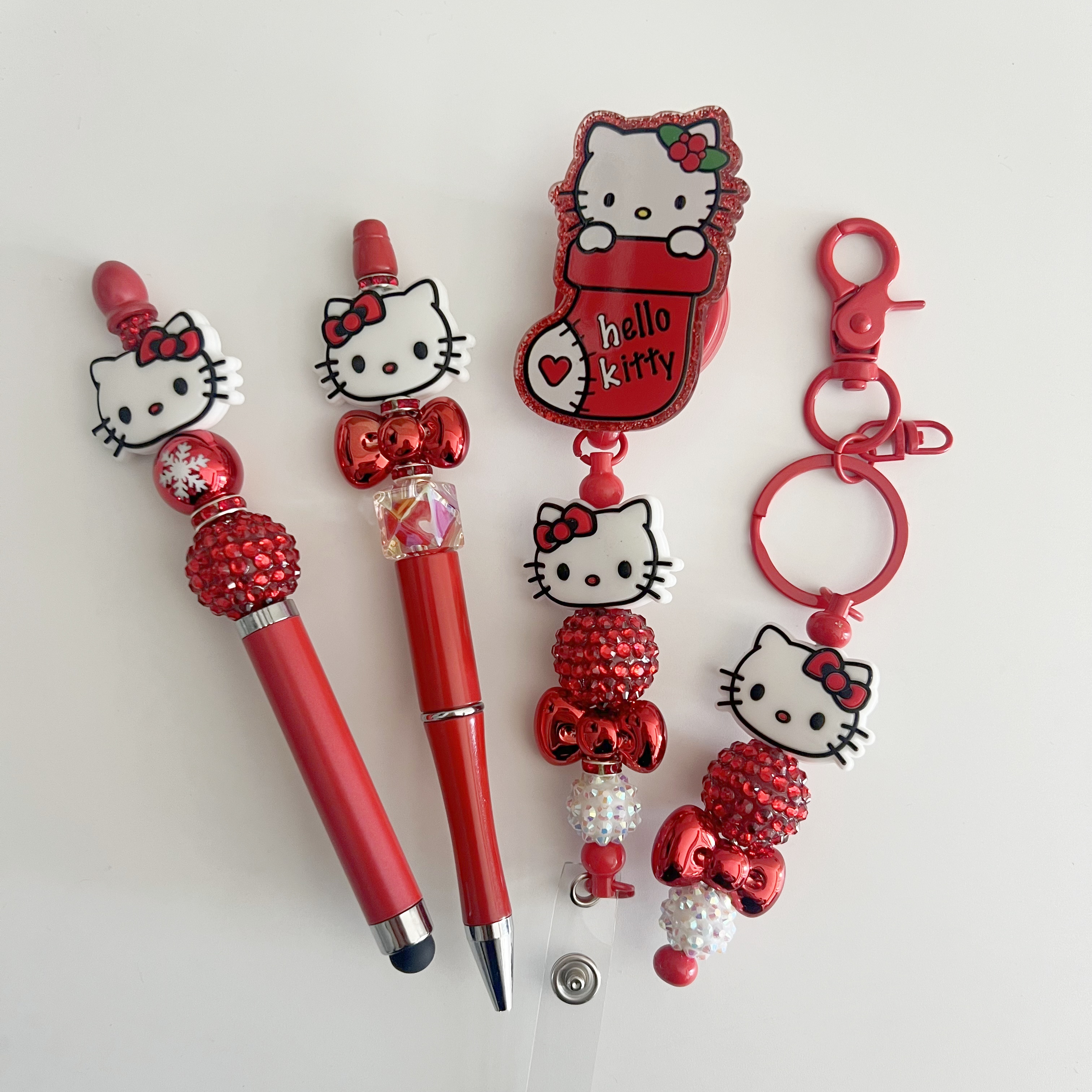 Set for beaded pen, stylus pen, keychain and badge reel