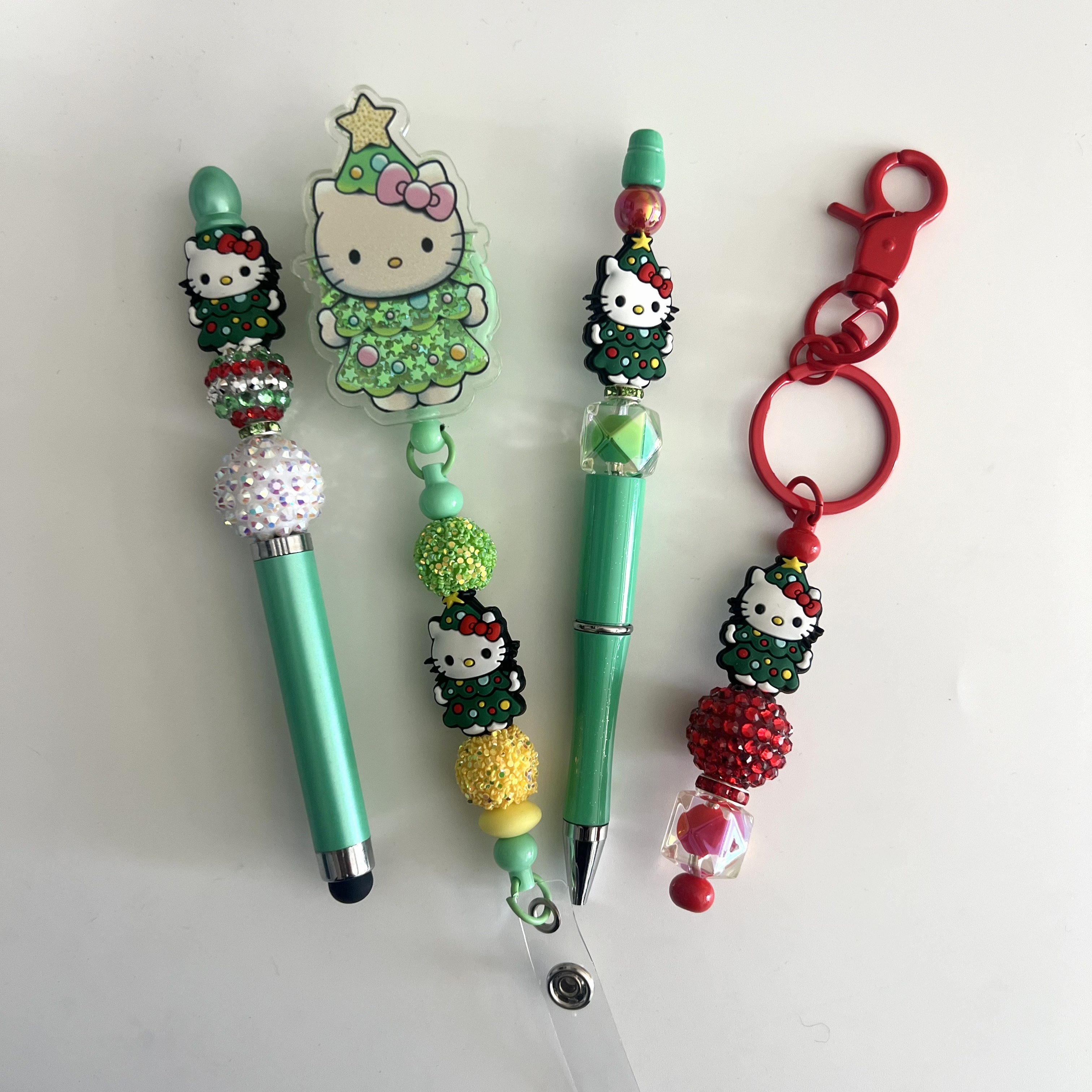 Set for beaded pen, stylus pen, keychain and badge reel