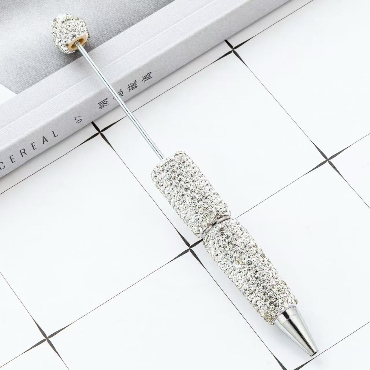 DIY Full Rhinestone Beaded Pen, Handcrafted AB Crystal Rhinestone Ballpoint Pen, Multi‑Color Plastic Bead Ballpoint Pens
