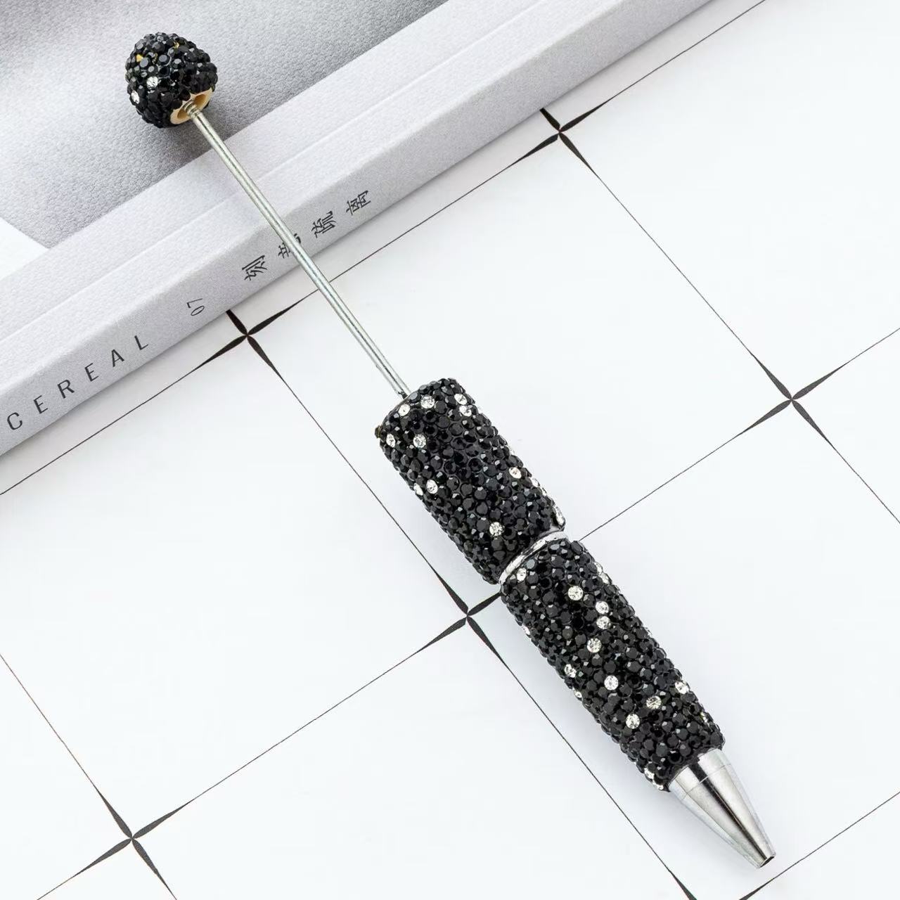 DIY Full Rhinestone Beaded Pen, Handcrafted AB Crystal Rhinestone Ballpoint Pen, Multi‑Color Plastic Bead Ballpoint Pens