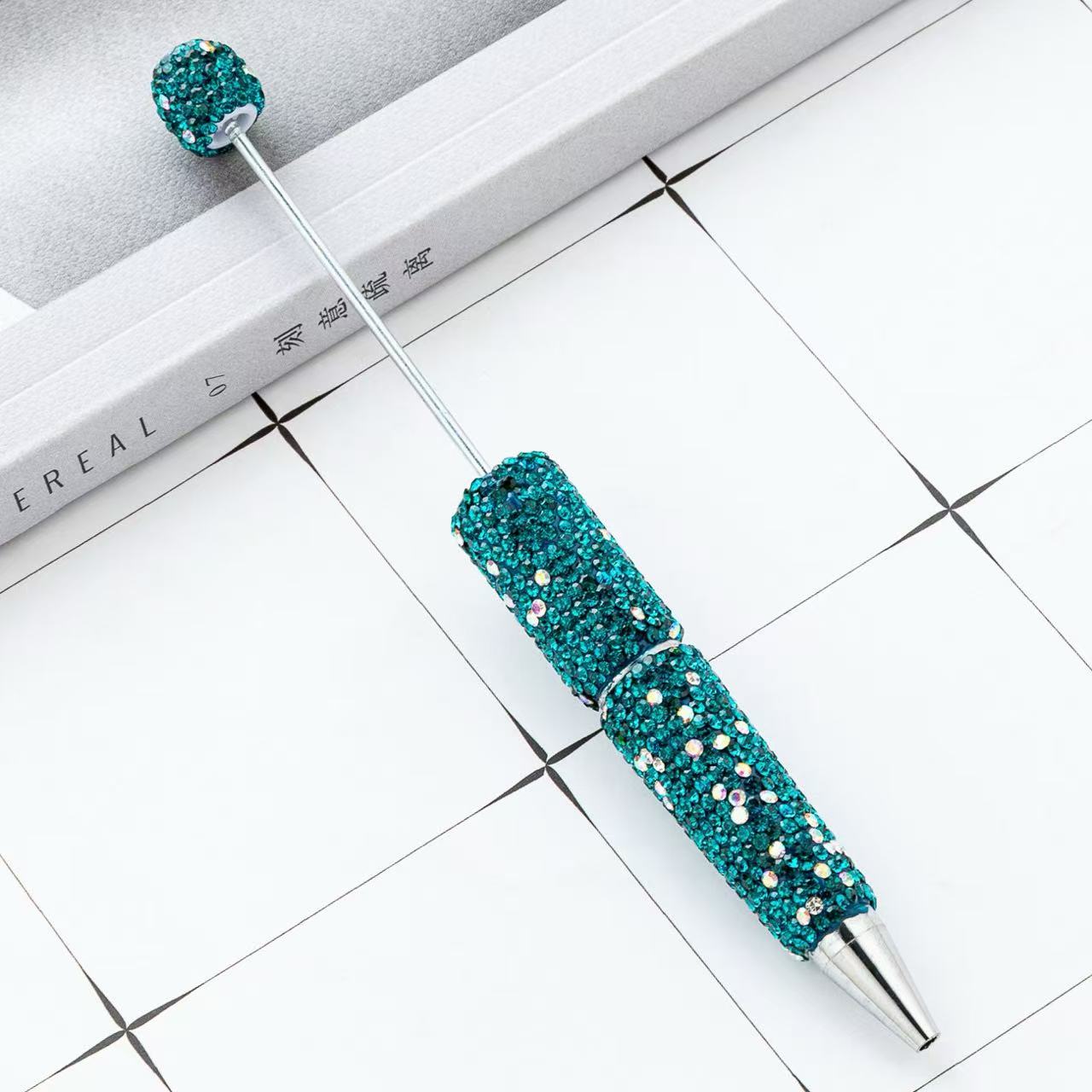 DIY Full Rhinestone Beaded Pen, Handcrafted AB Crystal Rhinestone Ballpoint Pen, Multi‑Color Plastic Bead Ballpoint Pens