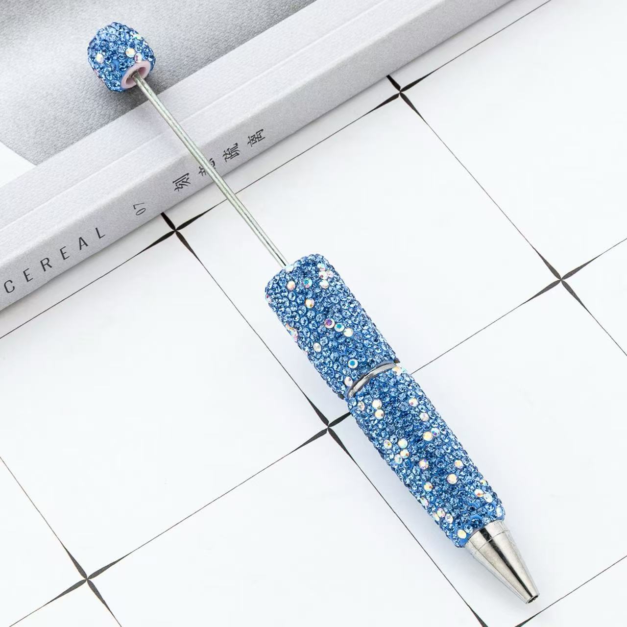 DIY Full Rhinestone Beaded Pen, Handcrafted AB Crystal Rhinestone Ballpoint Pen, Multi‑Color Plastic Bead Ballpoint Pens