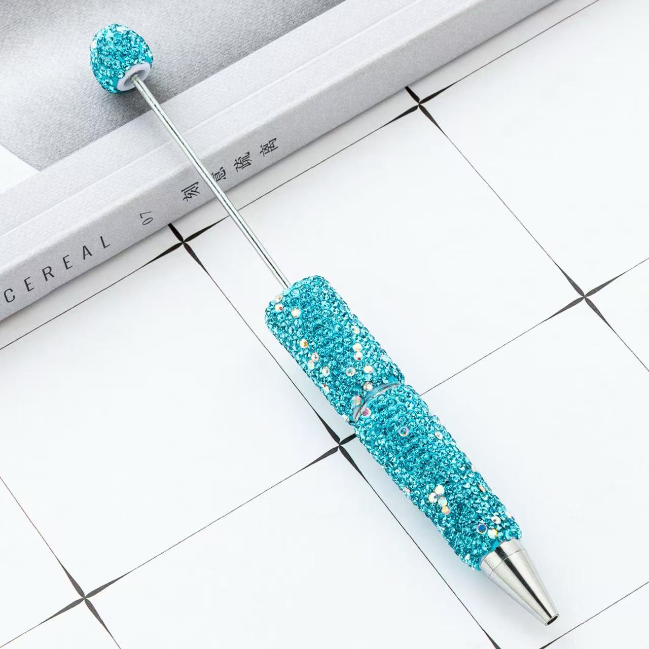 DIY Full Rhinestone Beaded Pen, Handcrafted AB Crystal Rhinestone Ballpoint Pen, Multi‑Color Plastic Bead Ballpoint Pens