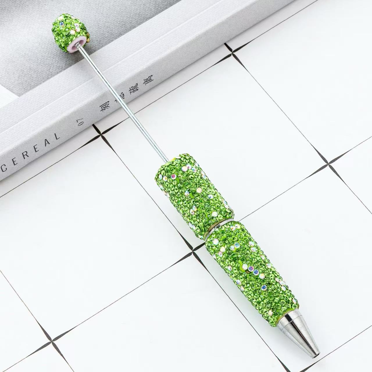 DIY Full Rhinestone Beaded Pen, Handcrafted AB Crystal Rhinestone Ballpoint Pen, Multi‑Color Plastic Bead Ballpoint Pens