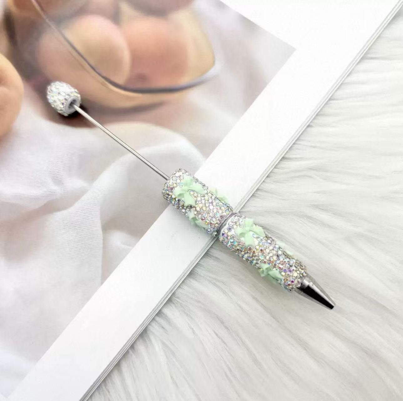 Valentine's Day Bowknot Full Rhinestone Beaded Pens, Creative DIY Multicolor Bow Ballpoint Pens