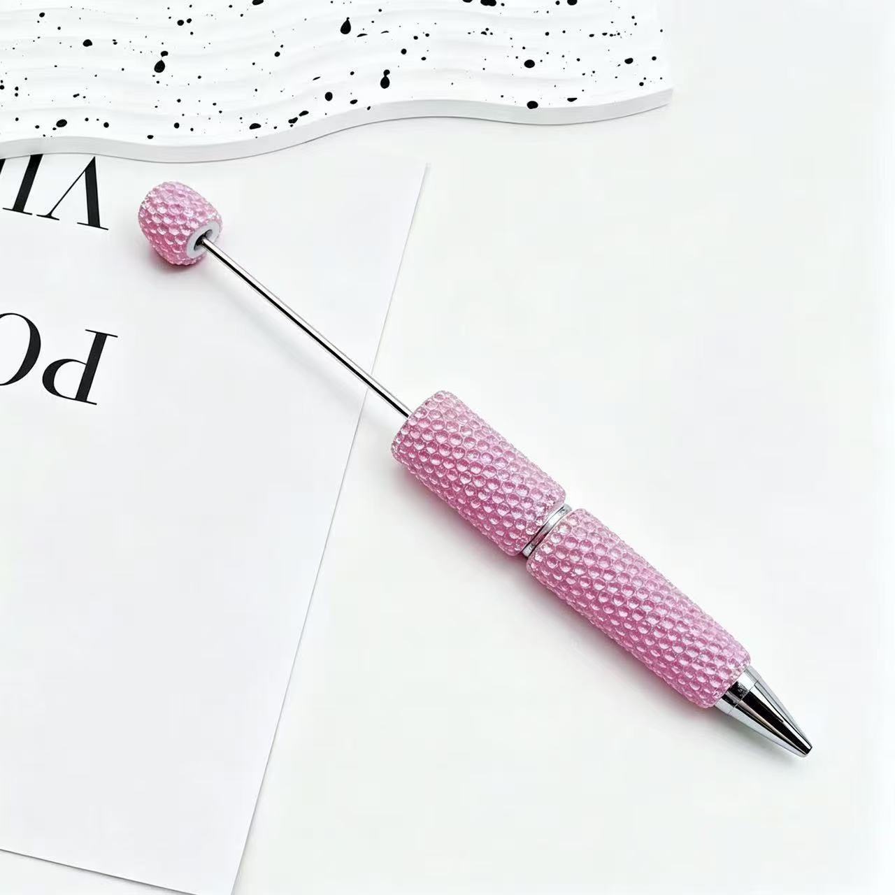 New Candy-Colored Full Rhinestone Beaded Pens, Customizable DIY Mini Bead Pens, Neon Crystal Ballpoint Pens