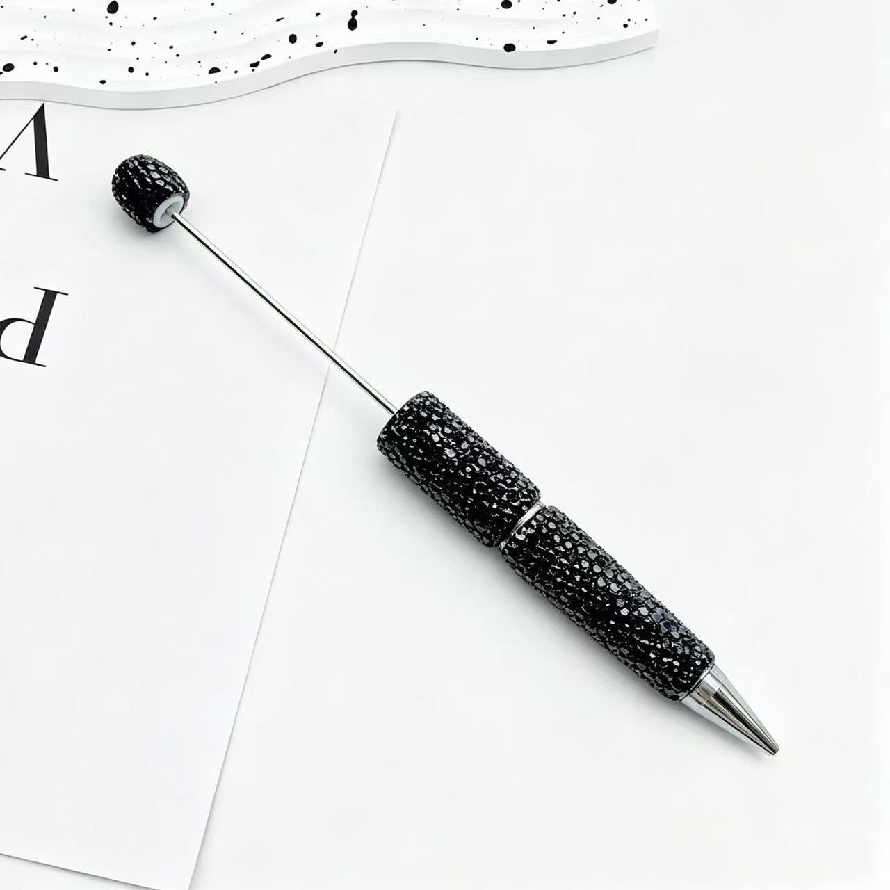 New Candy-Colored Full Rhinestone Beaded Pens, Customizable DIY Mini Bead Pens, Neon Crystal Ballpoint Pens