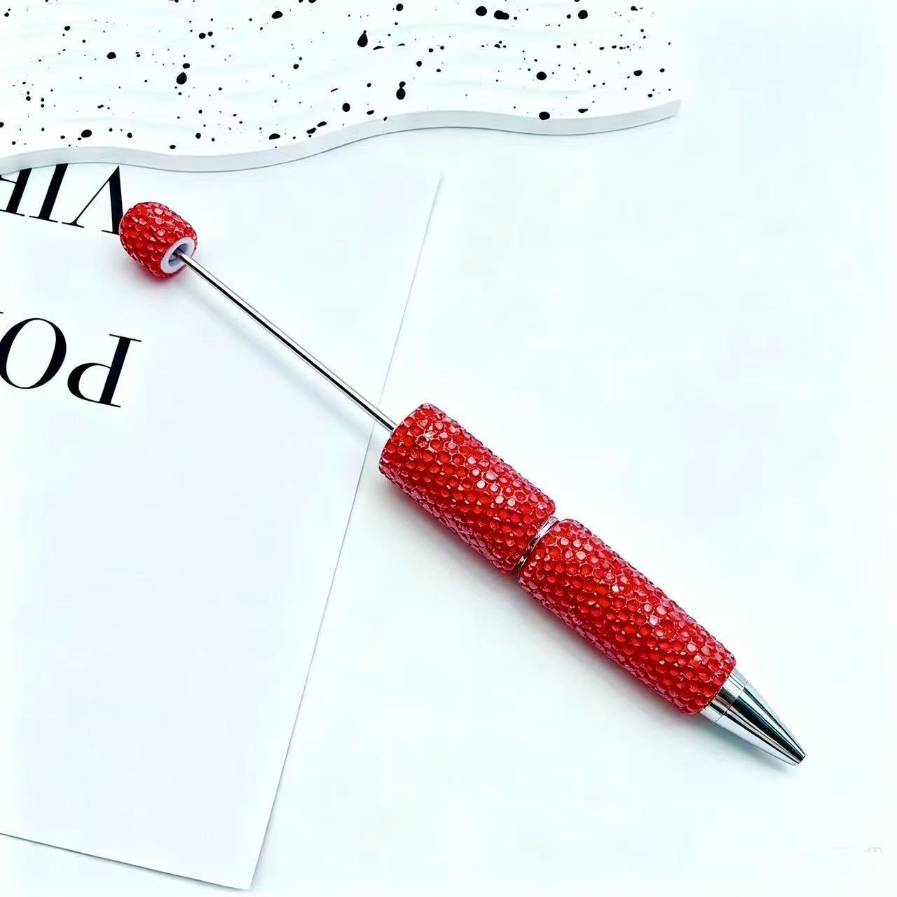 New Candy-Colored Full Rhinestone Beaded Pens, Customizable DIY Mini Bead Pens, Neon Crystal Ballpoint Pens