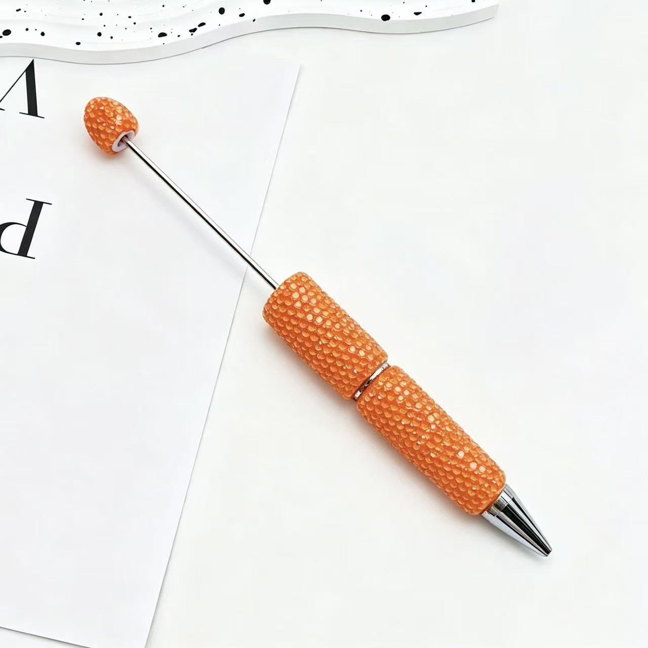 New Candy-Colored Full Rhinestone Beaded Pens, Customizable DIY Mini Bead Pens, Neon Crystal Ballpoint Pens