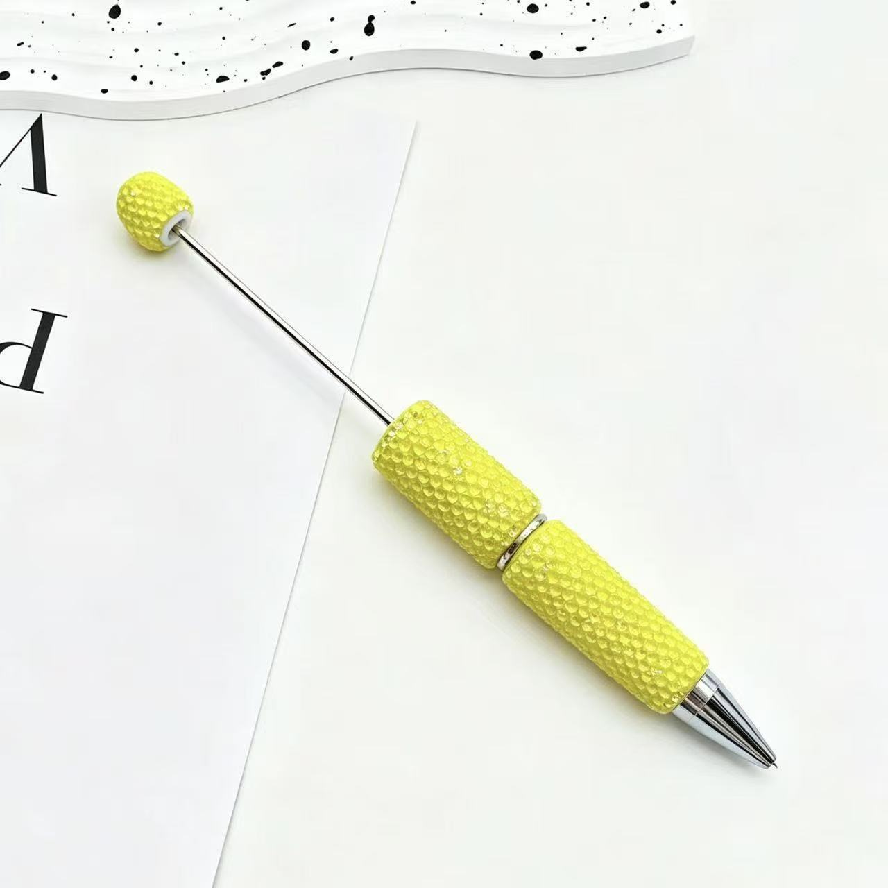 New Candy-Colored Full Rhinestone Beaded Pens, Customizable DIY Mini Bead Pens, Neon Crystal Ballpoint Pens