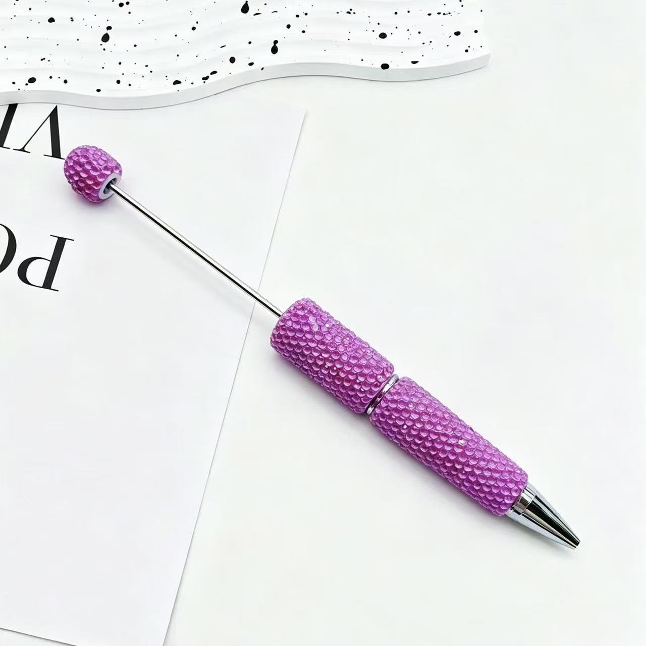 New Candy-Colored Full Rhinestone Beaded Pens, Customizable DIY Mini Bead Pens, Neon Crystal Ballpoint Pens