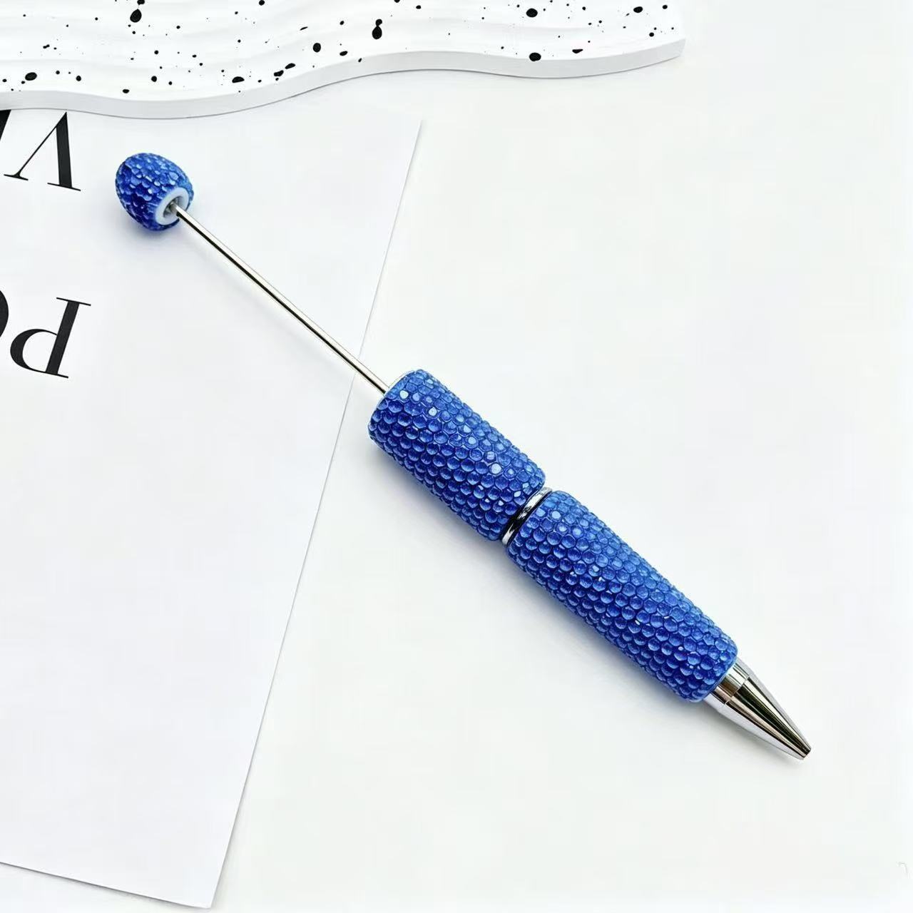 New Candy-Colored Full Rhinestone Beaded Pens, Customizable DIY Mini Bead Pens, Neon Crystal Ballpoint Pens
