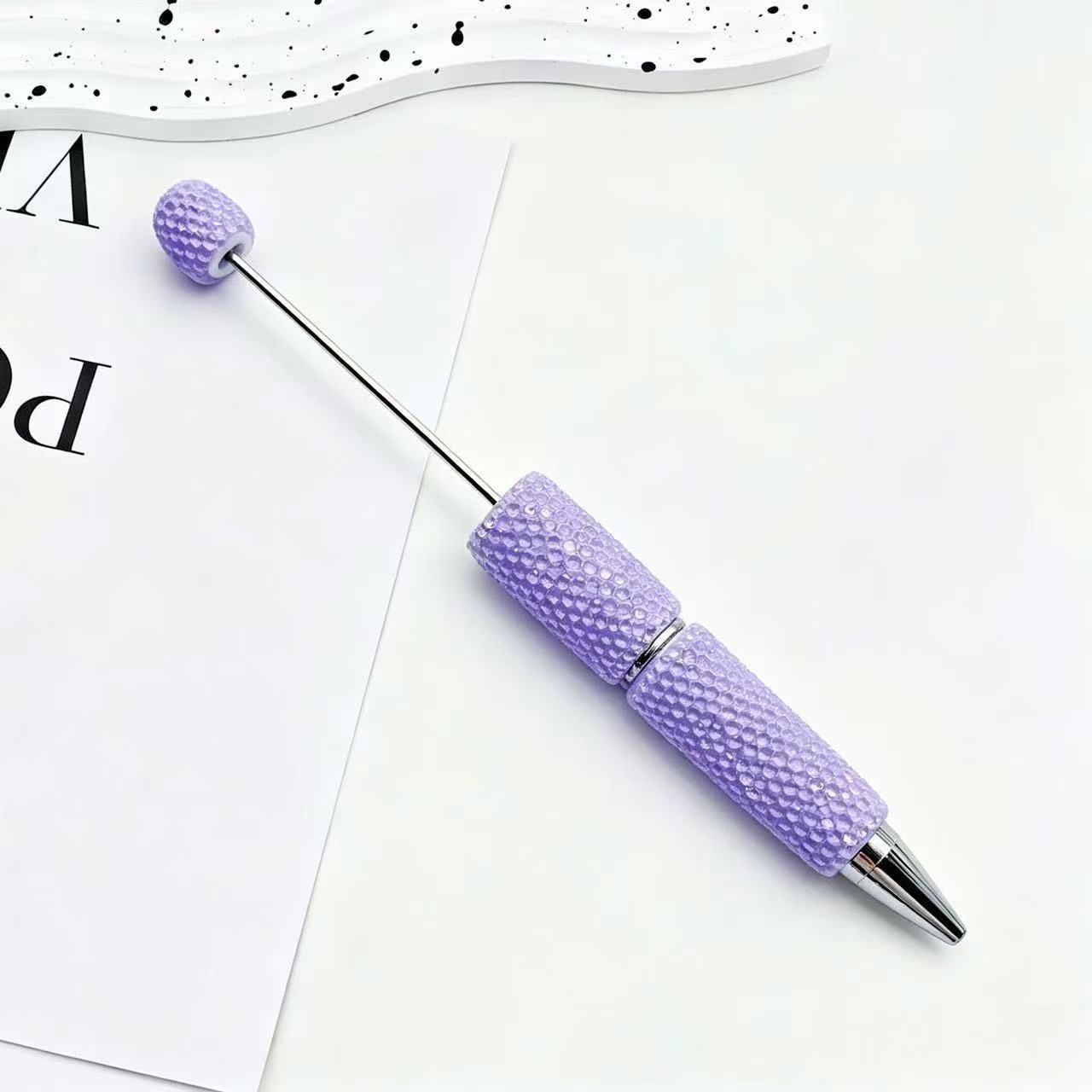 New Candy-Colored Full Rhinestone Beaded Pens, Customizable DIY Mini Bead Pens, Neon Crystal Ballpoint Pens