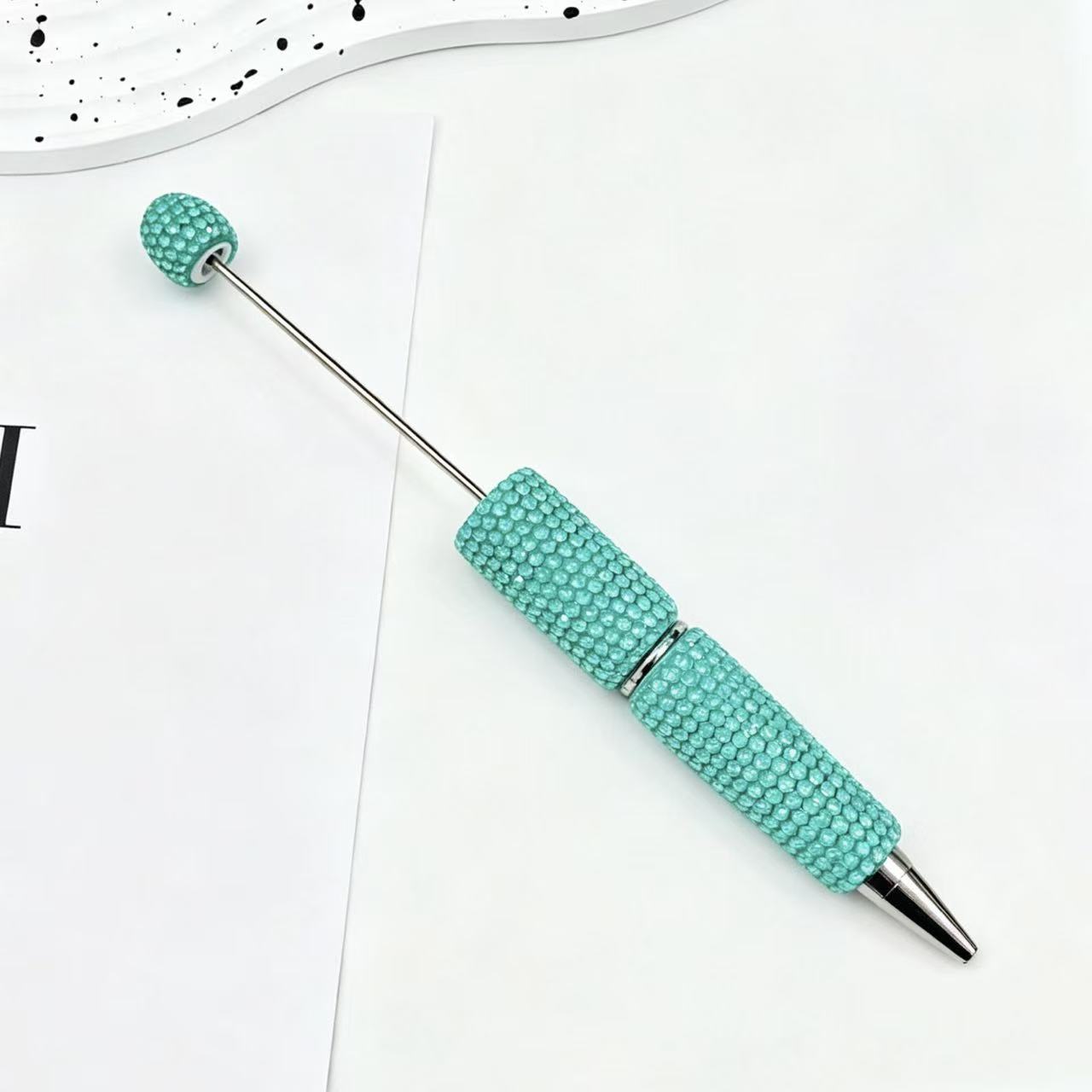 New Candy-Colored Full Rhinestone Beaded Pens, Customizable DIY Mini Bead Pens, Neon Crystal Ballpoint Pens