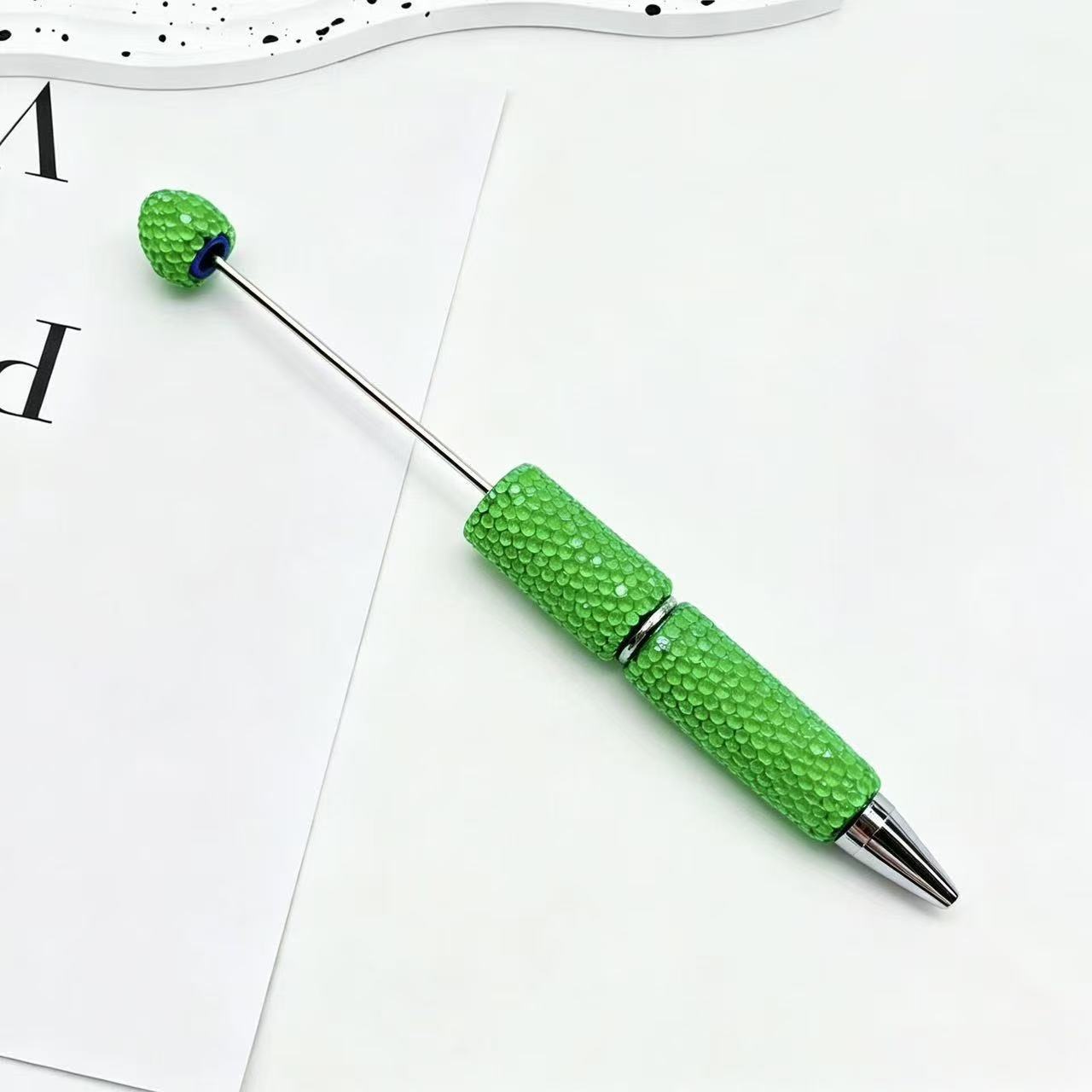 New Candy-Colored Full Rhinestone Beaded Pens, Customizable DIY Mini Bead Pens, Neon Crystal Ballpoint Pens