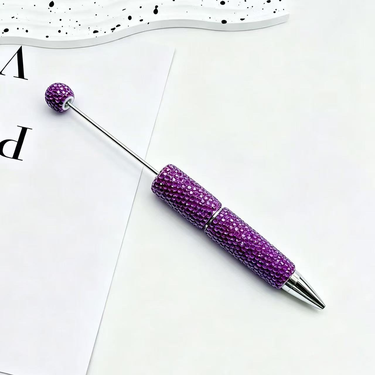 New Candy-Colored Full Rhinestone Beaded Pens, Customizable DIY Mini Bead Pens, Neon Crystal Ballpoint Pens