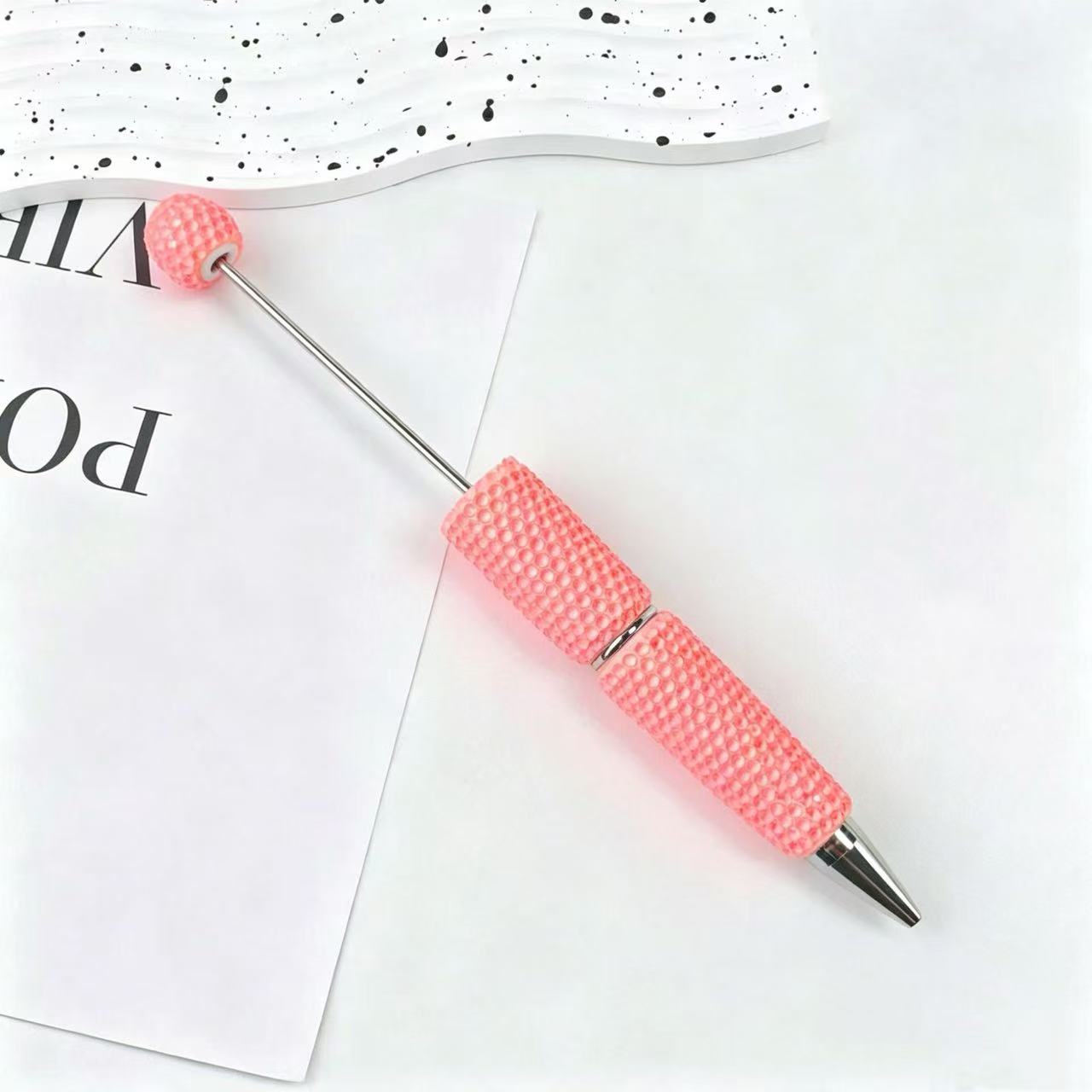 New Candy-Colored Full Rhinestone Beaded Pens, Customizable DIY Mini Bead Pens, Neon Crystal Ballpoint Pens