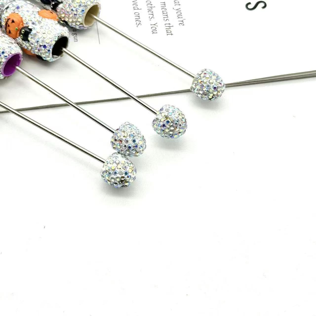 New DIY Halloween Full Rhinestone Beaded Pens, Trending International Market Mini Bead Pens, Evil Pumpkin Design Ballpoint / Gel Pens
