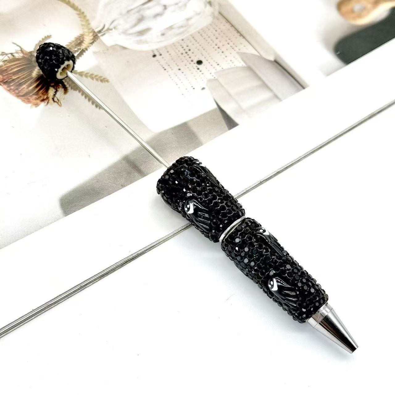 New DIY Halloween Full Rhinestone Beaded Pens, Trending International Market Mini Bead Pens, Evil Pumpkin Design Ballpoint / Gel Pens