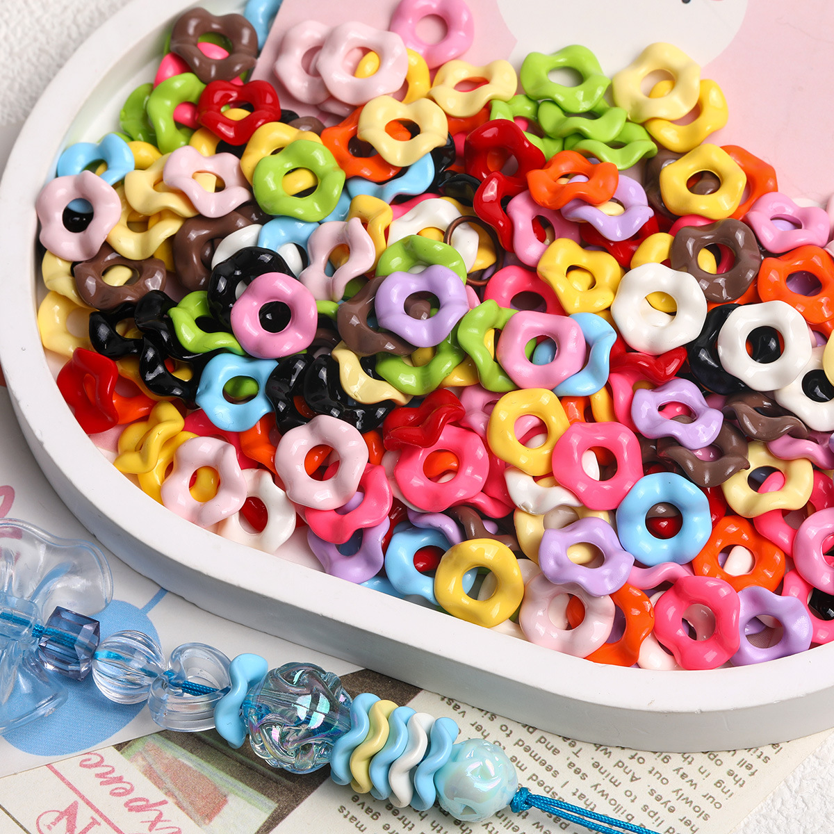 20pcs 12-15mm Enamel Wavy Spacers for DIY Items