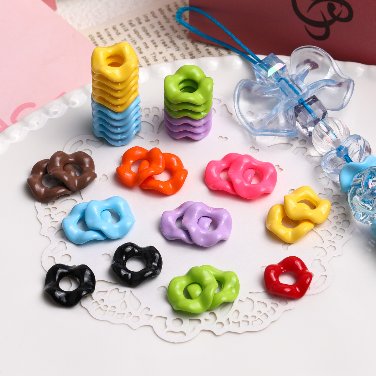 20pcs 12-15mm Enamel Wavy Spacers for DIY Items