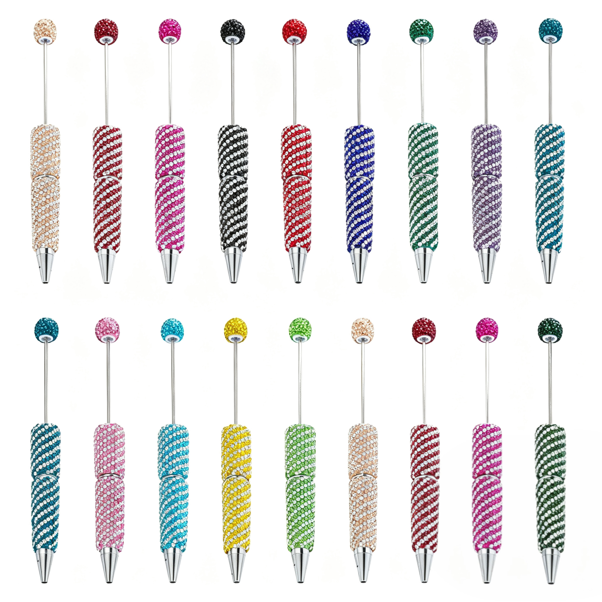  Striped Full Rhinestone Beadable Pen