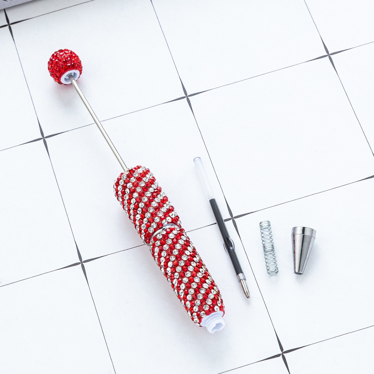  Striped Full Rhinestone Beadable Pen