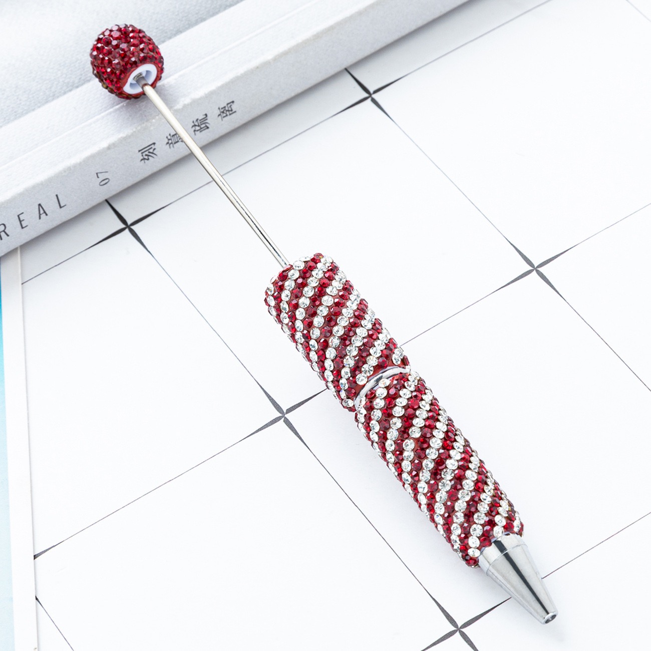  Striped Full Rhinestone Beadable Pen