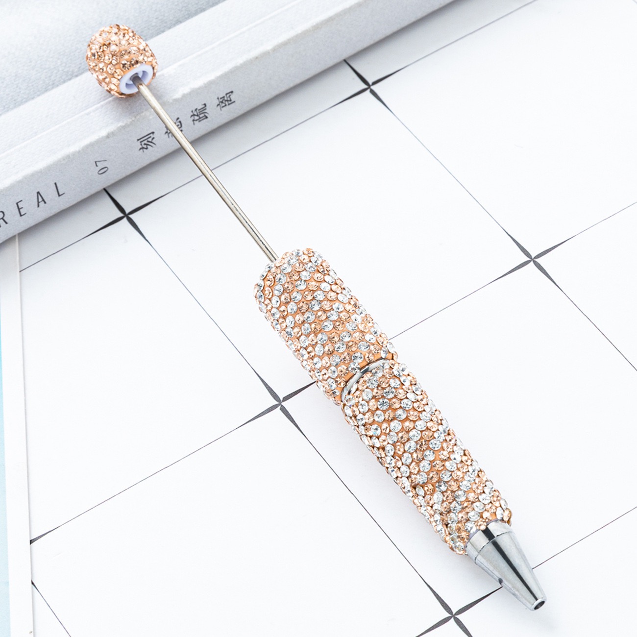  Striped Full Rhinestone Beadable Pen