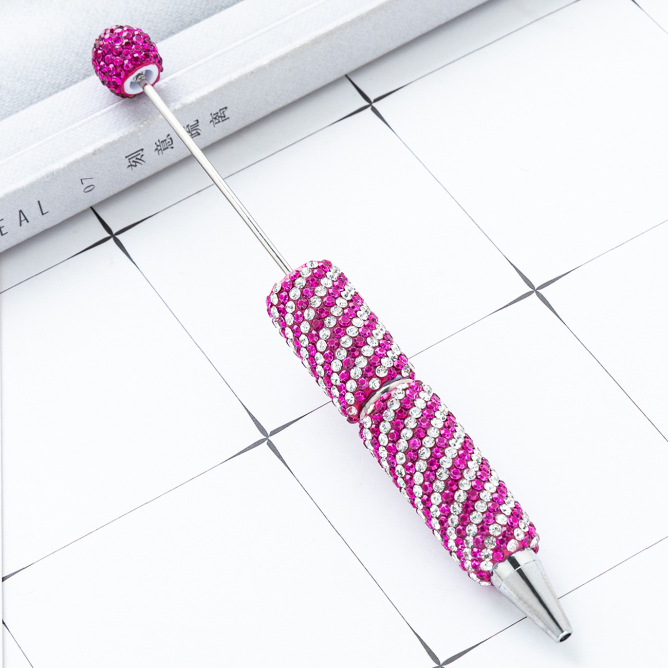  Striped Full Rhinestone Beadable Pen