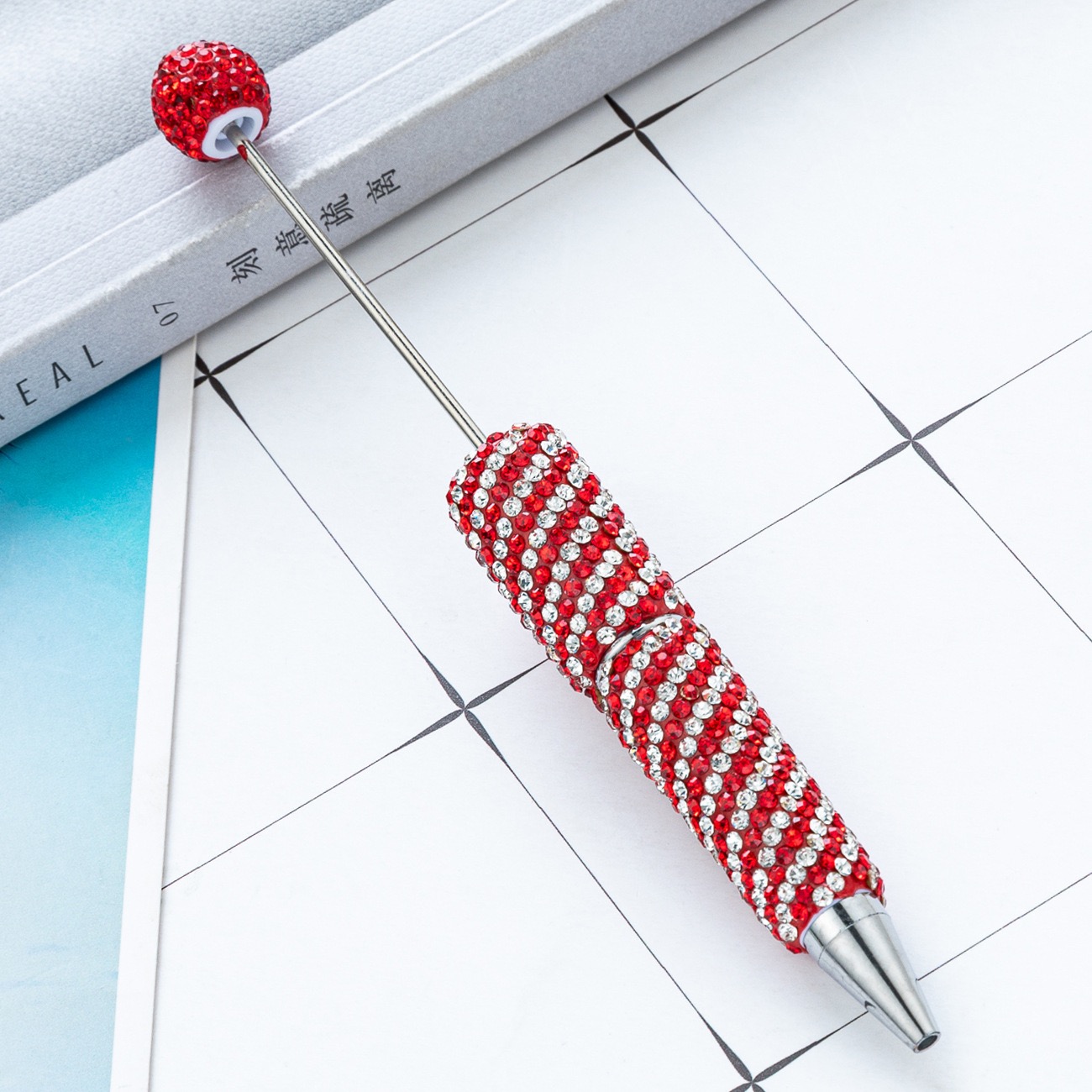  Striped Full Rhinestone Beadable Pen