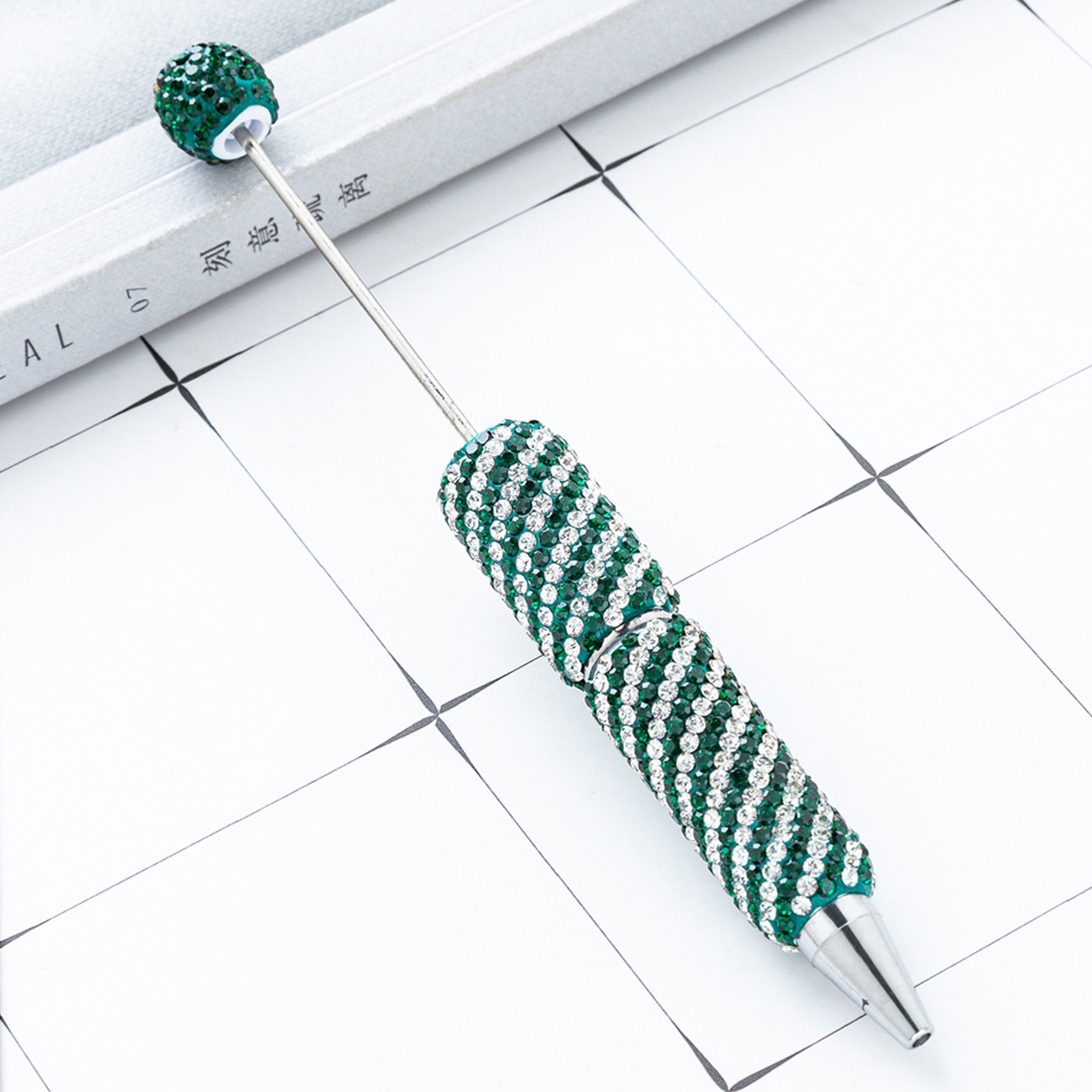  Striped Full Rhinestone Beadable Pen