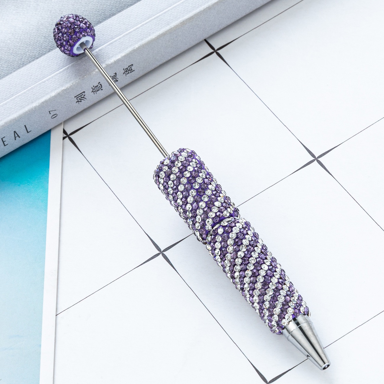  Striped Full Rhinestone Beadable Pen