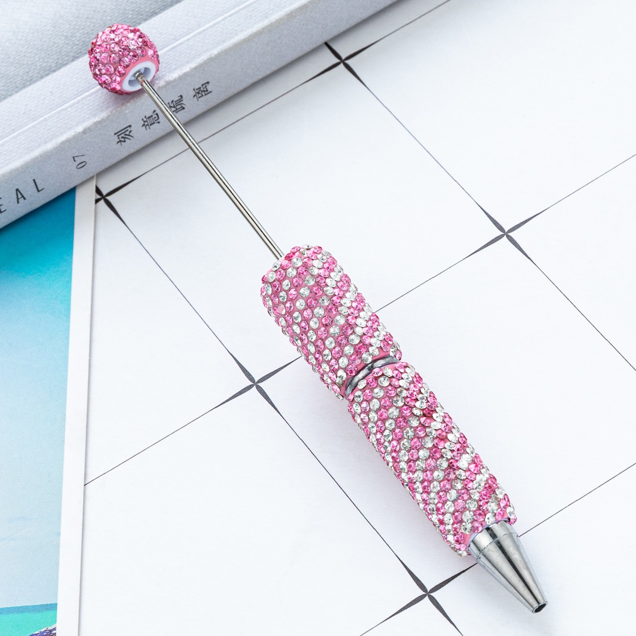 Striped Full Rhinestone Beadable Pen