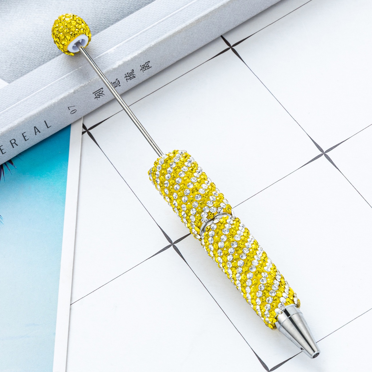  Striped Full Rhinestone Beadable Pen