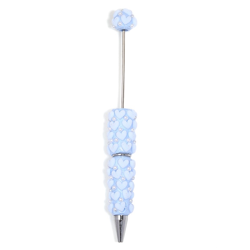 Flocked Heart Clay Beaded Pen