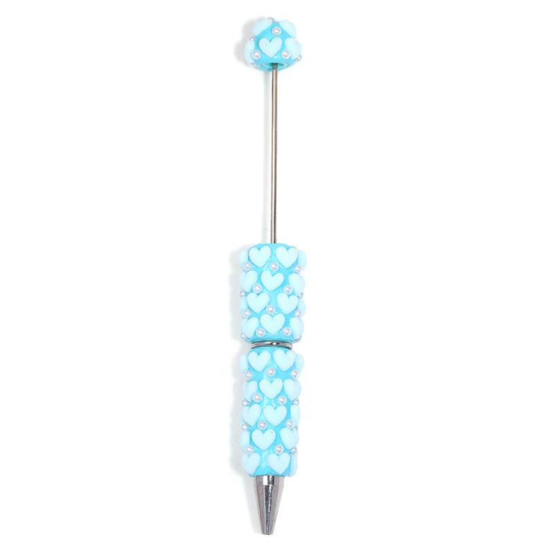 Flocked Heart Clay Beaded Pen
