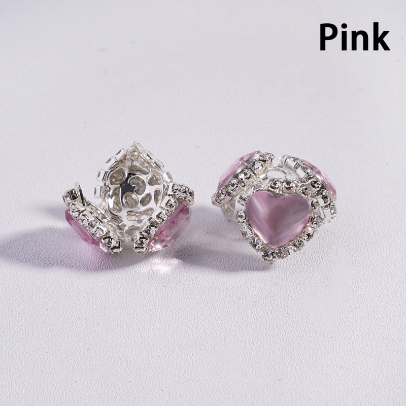  3-Petal Heart Rhinestone Bead Caps