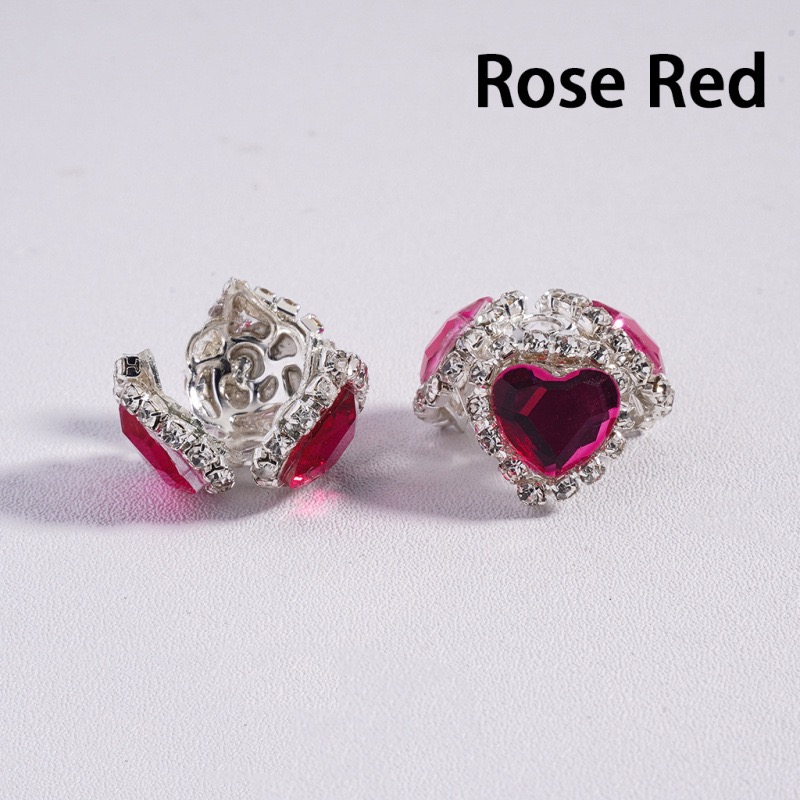  3-Petal Heart Rhinestone Bead Caps
