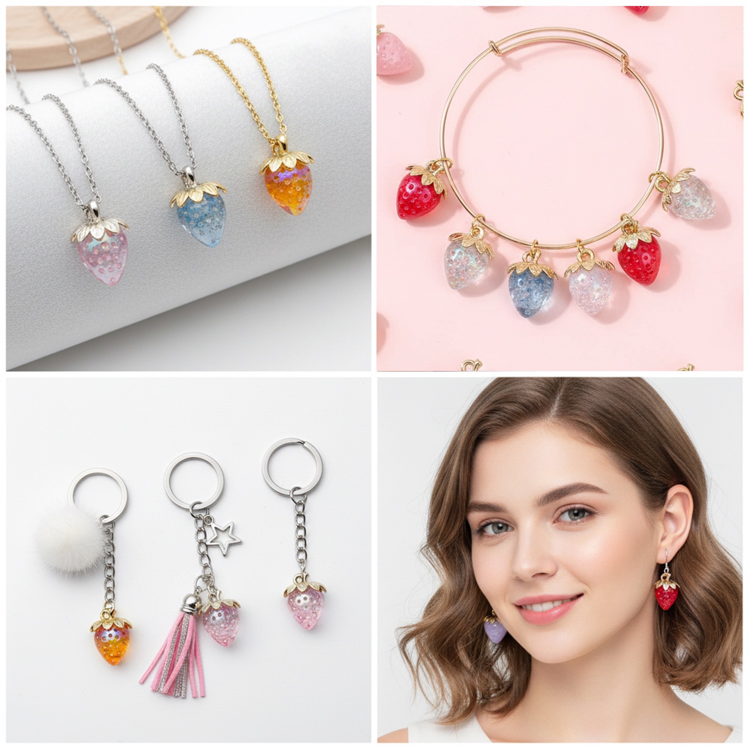  3D Strawberry Charms