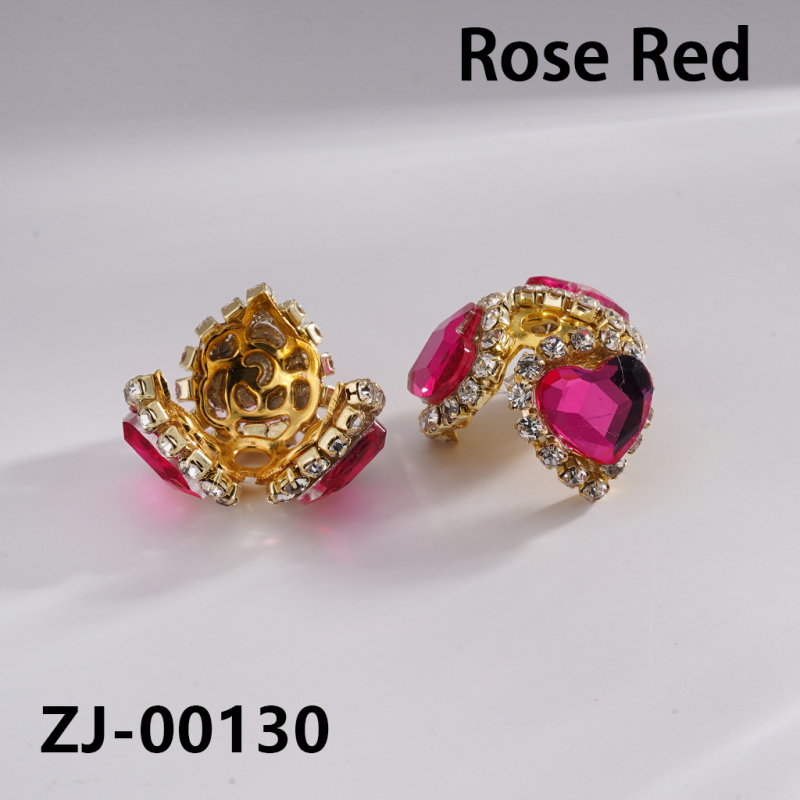  3-Petal Heart Rhinestone Bead Caps